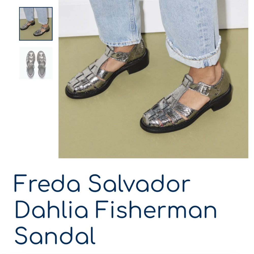 NEW FREDA SALVADOR women's dahlia sandals in silver worn twice